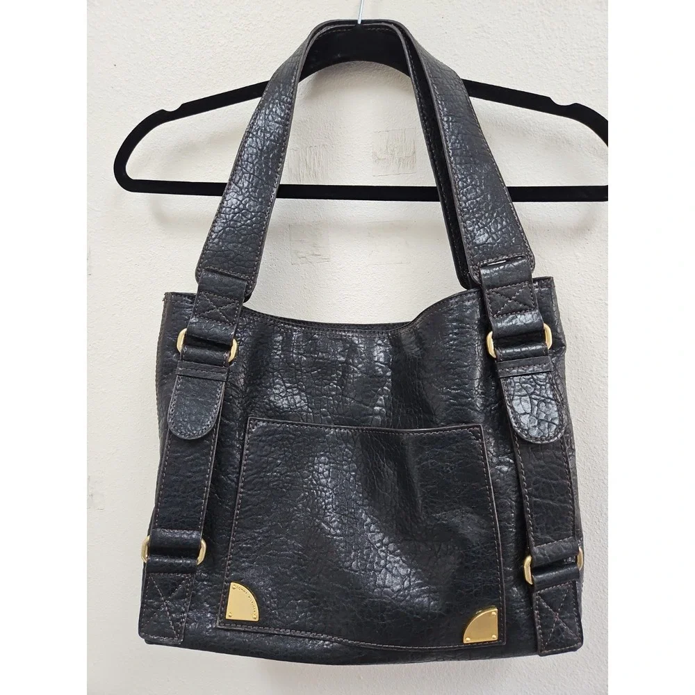 Tommy Hilfiger Purse Satchel Tote Handbag  Pebbled Gold Hardware